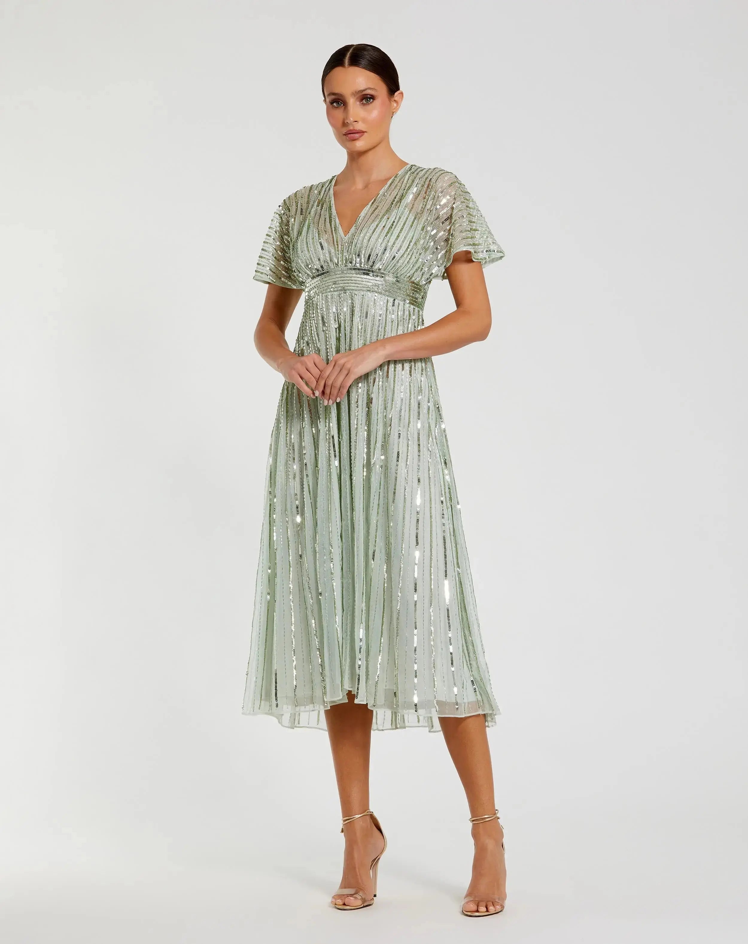 A Line Embellished Short Sleeve Dress