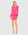 Long Sleeve Mini Dress with Shoulder Pads
