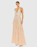 Floral Embellished Halter Strap A Line Gown
