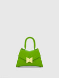 Angular Mini Leather Handbag With Gold Hardware